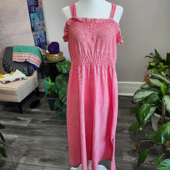 Vintage 1970's Red & White Sundress, Handmade AS IS - Picture 2 of 11